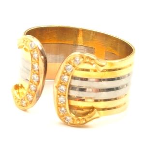 Diamond 18K White and Yellow Gold ring. Encrusted with 14 Diamonds and Dual Gold
